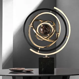 Moderne Skulptur Deko - Abstrakte Kunst Metall-Globus-Dekoration für den Schreibtisch Büro Rotierender Desktop-Globus für Geografisches Zuhause Tisch Deko für Erwachsene Bücherregal, Schwarz & Gold