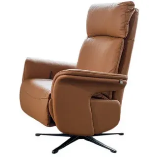 KAWOLA Relaxsessel Nama Leder 78 x 111 x 86 cm Braun drehbar mit Kopfteil