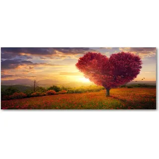 Tulup® Küchenrückwand Spritzschutz aus Glas -125x50 -Spritzschutz auf gehärtetes Glas Deko Landschaften Baum Feld Herz