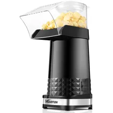 Nictemaw Popcornmaschine Schwarz, 1200W Popcorn Maker, Fettfrei & Ölfrei, Gesundes Snack für zuhause