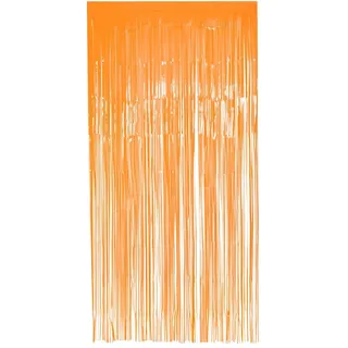 Boland - Folienvorhang neon, 200 x 100 cm, Partydeko für Silvester, Hochzeit oder Geburtstag, Dekoration, Lametta Vorhang, Neonorange