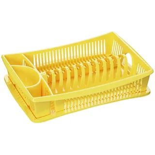 WELLGRO Abtropfgestell - Abtropfgitter - Geschirr Abtropfkorb - Abtropfständer - Abtropfschale - Geschirrabtropfständer - Made IN Europe, Farbe:Gelb