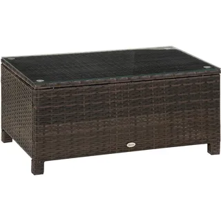 Outsunny Garten Beistelltisch Couchtisch Gartentisch Balkontisch ESG PE-Rattan Braun , Kunststoff , 50x39x85 cm , Wohnzimmer, Wohnzimmertische, Couchtische