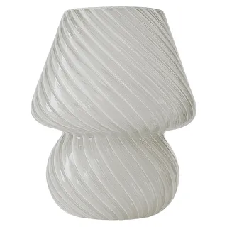 Relaxdays Tischlampe, Pilz Design, Glas, E27, batteriebetriebene Nachttischlampe, HxD: 24 x 16 cm, Touchfunktion, weiß - Weiß