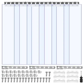 VEVOR PVC-Streifenvorhang, 965x2134 mm, 2 mm Dicke, 6er-Pack Lamellenvorhang, -55,6-30°C Vorhangstreifen, Kunststoff-Türstreifen für Lager-, Gefrier- und Garagentore, transparent