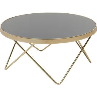 FineBuy Couchtisch Schwarz Gold Glasplatte Wohnzimmertisch Ø 82 cm