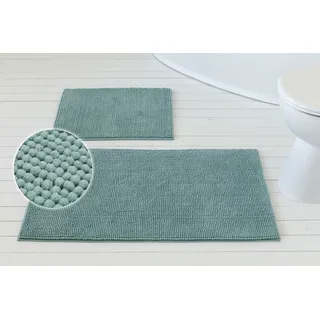 OTTO home Badematte »Kaelan, weicher Chenille« Höhe 14 mm rutschhemmend beschichtet fußbodenheizungsgeeignet Badvorleger, Badteppich weiches Chenille, pastellfarben, Badezimmer, grün