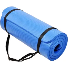 BalanceFrom GoCloud All-Purpose 1-Inch Extra Thick High Density Anti-Tear Exercise Yoga Mat with Carrying Strap (Blue).