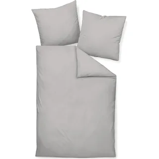 Janine Design Mako-Satin-Bettwäsche-Garnitur 31001 Colors Farbe platin Größe 155x220 + 80x80 - Hellgrau