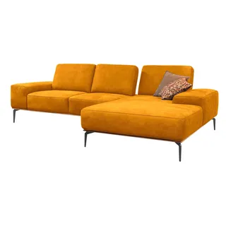 W.Schillig Ecksofa »run, Designsofa mit tollem Sitzkomfort, bequem, L-Form« mit Holzsockel, Füße in Schwarz pulverbeschichtet, Breite 279 cm, gelb
