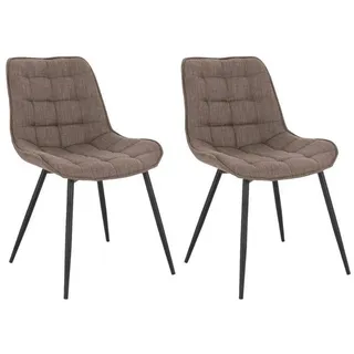 Home Deluxe Polsterstuhl Esszimmer IKALO - 2er Set - Webstoff Grau-Braun