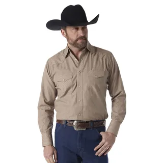 Wrangler Herren Sport Western Two Pocket Langarm Snap Shirt, Dark Tan, L