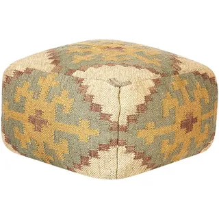 Beliani Pouf Saron 50/50/30 cm , Grün , Naturmaterialen , Quadratisch , 50x30x50 cm , Wohnzimmer, Sessel, Hocker & Hockerbänke, Poufs