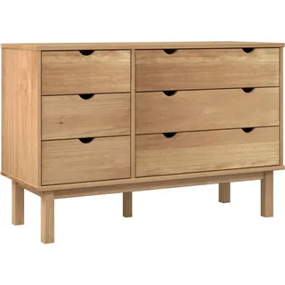 vidaXL Schubladenschrank OTTA 111x43x73,5 cm Massivholz Kiefer - Braun