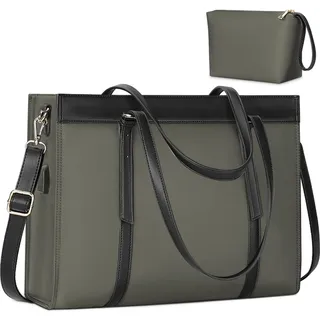 KTMOUW Shopper Damen 15.6 Zoll USB-Ladeanschluss Laptoptasche Dunkelgrau