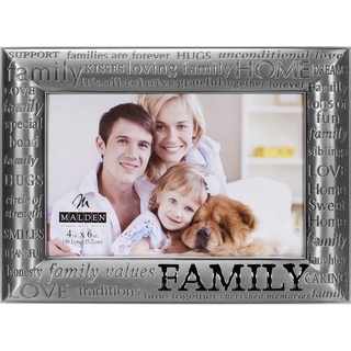 Malden International Designs - moderner Bilderrahmen Family Expressions, Zinn-Metallguss, 10,2 x 15,2 cm, silberfarben