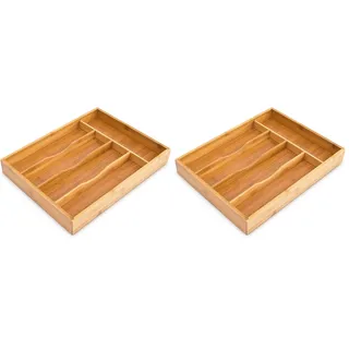 Relaxdays Besteckkasten HxBxT: ca. 4,5 x 25,5 x 34 cm Besteckbox aus Bambus Besteckeinteiler für die Schublade mit 5 Fächern als Besteckeinsatz und Schubladenorganizer Besteckeinlage aus Holz, natur