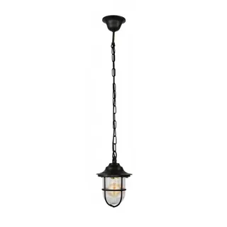 Pendelleuchte außen Schwarz Messing Glas Ø 16 cm rund IP54 E27 Maritim Lampe