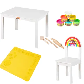 Roba Kindersitzgruppe roba x Play-Doh , Holz , Rechteckig , 50x51x60 cm , FSC Mix , Babymöbel & Kindermöbel, Kinderzimmer & Jugendzimmer, Kindersitzgruppe