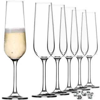 KADAX Sektgläser 6er Set – 200ml Elegante Sektflöten für Zuhause, Party, Hochzeit – Hohe & Schlanke Stiel-Design für Sekt & Prosecco – Transparent, Moderne Kristall-Optik Gläser