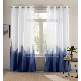 Bruno Banani Gardine "Nevalla" Ösen 1 Stk. tlg. modern, Farbverlauf, Wohnzimmer, Schlafzimmer, halbtransparent, blau