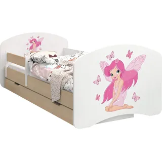 BDW Kinderbett, Doppelseitiges mit Schublade, Prinzessin mit Schmetterlingen, 160/80