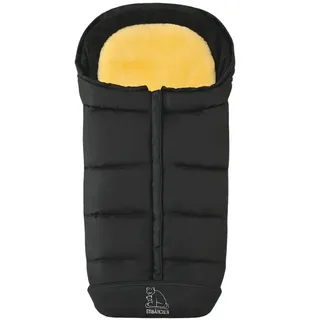 Fußsack HEITMANN FELLE "Eisbärchen - Komfort 2 in 1 Lammfell Winterfußsack - Premium Qualität", Baby, schwarz, Polyester, Fußsäcke Fußsack, mit Lammfell-Einlage, für Kinderwagen und Buggy, waschbar