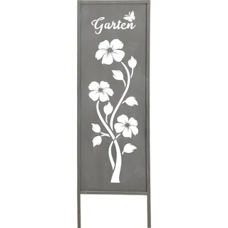 Gartenaufsteller Garten H83cm Metall Grau Gartenstecker Stele Garten-Deko Deko - Grau