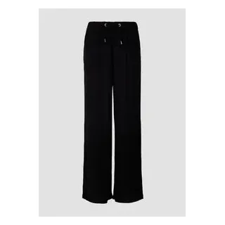 QS Damen 2162961 Leinen Hose, lang, schwarz, 38W x 32L