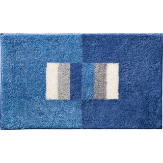 Erwin Müller Badematte Korfu, Badteppich rutschhemmend blau Größe 70x120 cm - für Fußbodenheizung geeignet, flauschig weich (weitere Farben, Größen)