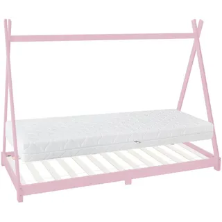 ML-Design Kinderbett Tipi 90 x 200 cm Kiefer massiv rosa/pink