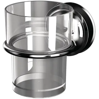 Sadena Zahnputzbecher , Chromfarben, Transparent , Metall, Kunststoff , 8x12.7x9.5 cm , Wandbefestigung möglich , Badaccessoires, Zahnputzbecher