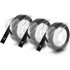 Bild 3D embossing tape 9mmx3m matt black Etiketten erstellendes Band