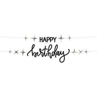 Folat 68684 Geburtstag Dekoration Schwarz, Creme, Champagner Gold - Buchstabengirlande-Set - Happy Birthday - Crème Noir - 1,5 Meter - EIN schickes und charmantes Happy Birthday Deko