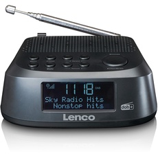 Lenco Radiowecker CR-605 - Digitales Uhrenradio mit DAB+ und PLL FM Radio - 2,6“ LCD-Display - 30 Senderspeicher für jeweils DAB+ und FM - Zwei Weckzeiten - Schlummer- und Dimmerfunktion - schwarz