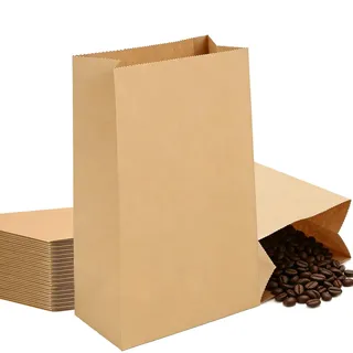 AN HUI MING Papiertüten 100 Stück Braun Geschenktüten Papiertüten Klein Kraftpapier Brottüten 14 X 8 X 24 cm Kraftpapier Tüten Klein DIY Weihnachten Adventskalender, Süßigkeiten Tüten, Papier Tüten
