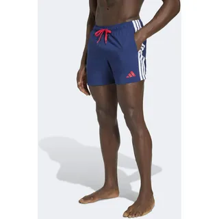 Badeshorts ADIDAS PERFORMANCE "3-STREIFEN, 13 CM", Herren, Gr. XL, N-Gr, dunkelblau, pure ruby, Obermaterial: 100% Polyester, Badehosen Badeshorts