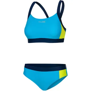 Aqua Speed Bikini Set Frauen | Zweiteiler sportlich | Bademode Bikinis | Two Piece Swimsuit Beach Volleyball | Beachwear Women | Schwimmbikini | Wassersport | Hellblau-Gelb, Gr. 42 | Naomi