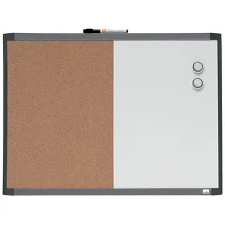 Nobo Magnetisches Whiteboard & Kork-Pinnwand Kombinations-Tafel, Trocken Abwischbar, Wandmontage, Integrierte Stifthalterung, Zuhause/Büro, 585 x 430 mm, Zweifarbig Sortiert, 1903784