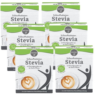 borchers Stevia Nachfüllpack Süßstofftabletten | Alternative zu Zucker | Für Heißgetränke | 3 x 120 Stk. | 54 g (18x 120 Stk.)