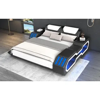 Luxus Led Betten Beleuchtetes Schlafzimmer Bett Lederbett 180x200 Möbel - Schwarz