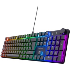 Trust Gaming GXT 866 Torix Mechanische Tastatur Deutsches QWERTZ Layout, Huano-Switches, Flache Tasten, RGB Beleuchtung, Anti-Ghosting N-Key Rollover USB Programmierbare Gaming Tastatur PC Laptop