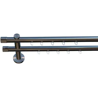 INDEKO Gardinenstange Paneelwagen 2-läufig Ø 20 mm 240 cm Silber