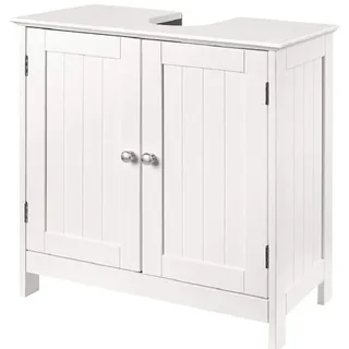 BAKAJI Waschbeckenunterschrank,Unterschrank,Badezimmerschrank mit 2 Türen, Badschrank Badregal Waschtisch Holz Weiß Bad waschbecken 60 x 60 x 30 cm