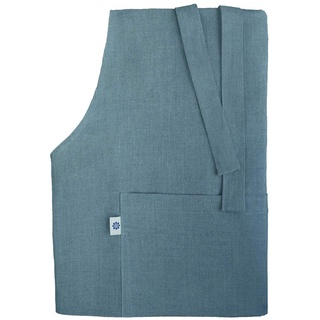 Linen & Cotton Unisex Schürze Küchenschürze Kochschürze für Frauen Damen Männer KAMI - 100% Leinen (70 x 100cm), Blau - Latzschürze Backschürze Bistroschürze für Küche Restaurant Café Bistro Bäckerei