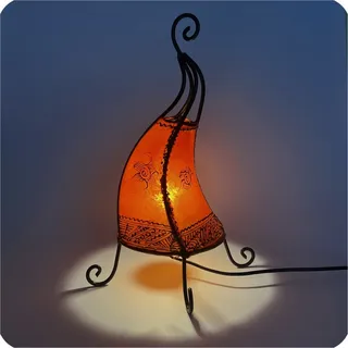 Orientalische Lampe Hennalampe marokkanische Lederlampe Tischleuchte Stehleuchte Coq Sonne 40 cm, orange - Orange