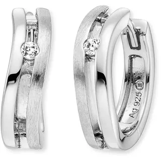 Engelsrufer filigrane Keep it so simple Damen Creole Ella aus Sterling Silber - besetzt mit 2 weißen Zirkonia Steinen - Clipverschluss - nickelfrei - Größe: 16mm