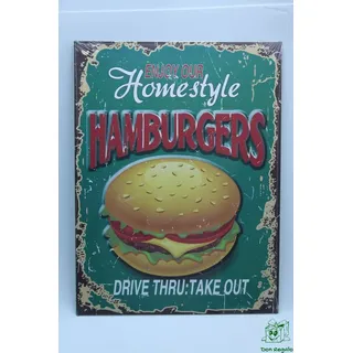 DRW - Schild - Metallbild dekoriert mit einem Hamburger