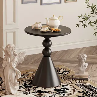 Kleiner Couchtisch Rundtisch Wohnzimmer Minimalistisch Retro-Stil schwarz /CHAJI0921/ - Schwarz