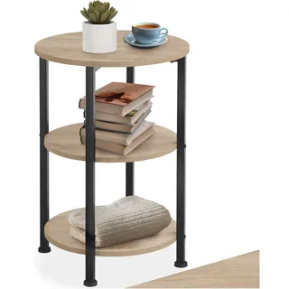 Tectake tectake® Beistelltisch, Industrial Style, rund mit 3 Ablagen, 40 x 61 cm